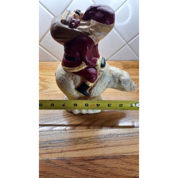 Vintage Christmas Klaus Wickl Chalk Santa Claus Riding A Polar Bear Figurine‎ 9” - Picture 6 of 8
